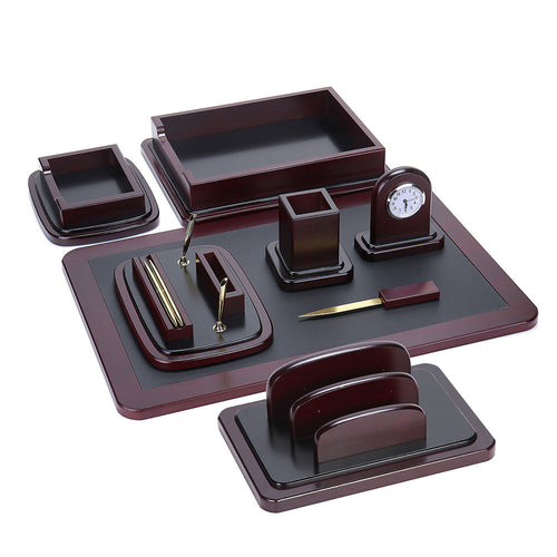 8-Piece Wooden Desktop Organizer Set, Executive Office Desk Accessories Kit for Home and Workspace